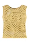 Pinko Fantasy Net Crochet Floral Top Keyhole
