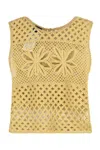 Pinko Fantasy Net Crochet Floral Top Keyhole