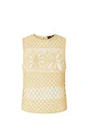 Pinko Fantasy Net Crochet Floral Top Keyhole In Yellow