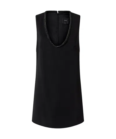 Pinko Mini Dress With Jewel Neck In Black
