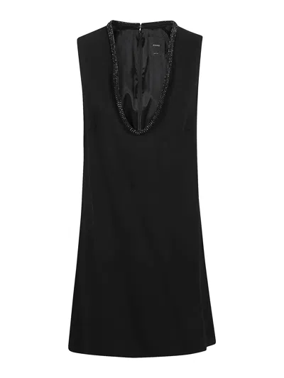 Pinko Mini Dress With Jewel Neck In Black