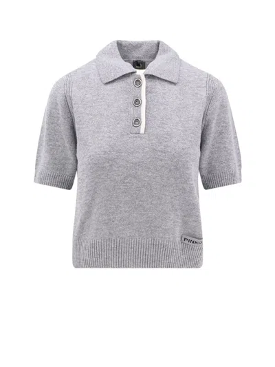Pinko Gorgona Wool And Cashmere Polo Sweater In Gray