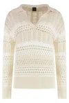 Pinko Textured Knit White Sweater With Stylish Collar
