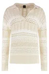 Pinko Textured Knit White Sweater With Stylish Collar