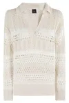 Pinko Perforated Design Sweater In Bianco