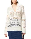 Pinko Textured Knit White Sweater With Stylish Collar In White/white
