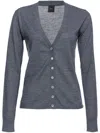 Pinko V-neck Wool Cardigan In Grey