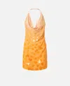 Pinko Sequinned Mini Dress In Mult. Orange/yellow