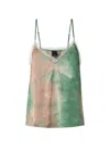 Pinko Gradient Satin Top In Green