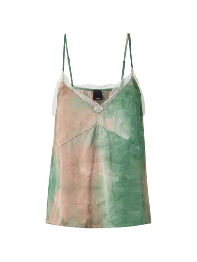 Pinko Gradient Satin Top In Green