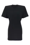 Pinko Mini Dress With Padded Shoulders And Belt In Black
