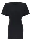 Pinko Mini Dress With Padded Shoulders And Belt In Black