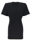 Pinko Mini Dress With Padded Shoulders And Belt In Black