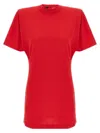 Pinko Belted Short Sleeve Dress With Round Neckline In Red