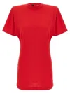 Pinko Belted Short Sleeve Dress With Round Neckline In Red