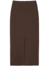 Pinko High Waist Midi Skirt With Rear Pockets In Brown