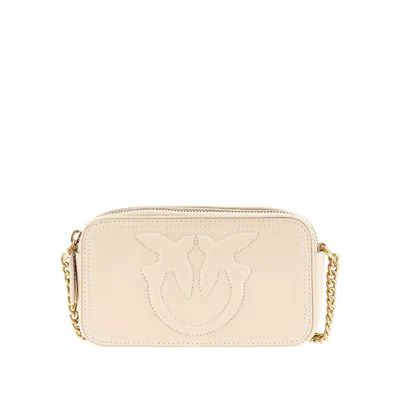 Pinko Grained Leather 'carrie' Camera Bag In Beige