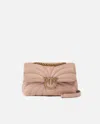 Pinko Love Bag Puff Large Butterfly Quilt Crossbody Bag In Pink/dusty Pink-antique Gold
