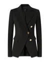 Pinko Asymmetric Tailored Blazer With Gold Buttons And Structured Shoulders In Black