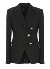 Pinko Asymmetric Tailored Blazer With Gold Buttons And Structured Shoulders In Black