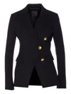 Pinko Asymmetric Tailored Blazer With Gold Buttons And Structured Shoulders In Blue
