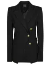 Pinko Asymmetric Tailored Blazer With Gold Buttons And Structured Shoulders In Black