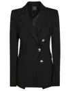 Pinko Asymmetric Tailored Blazer With Gold Buttons And Structured Shoulders In Black