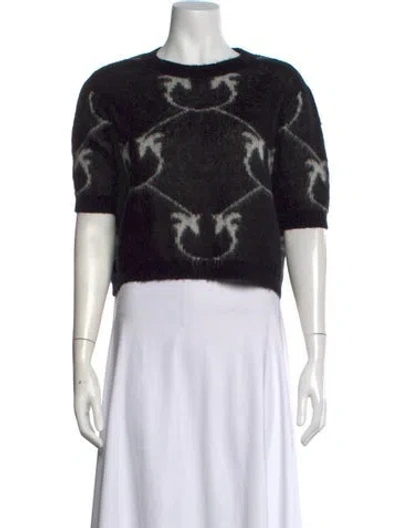 Pre-owned Pinko Graphic Print Crew Neck Sweater In Black