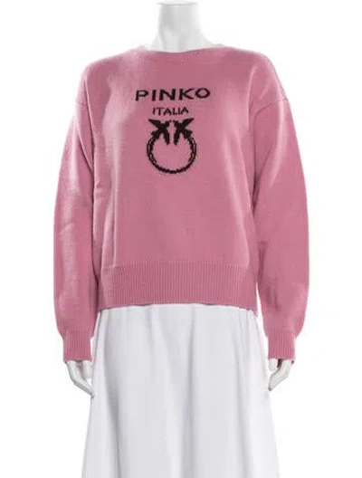 Pre-owned Pinko Graphic Print Crew Neck Sweater In Pink