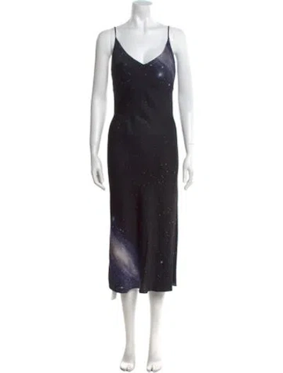 Pre-owned Pinko Graphic Print Midi Length Dress In Black