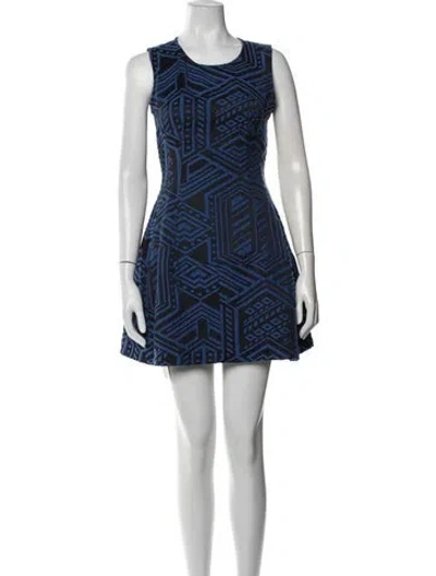 Pre-owned Pinko Graphic Print Mini Dress In Blue