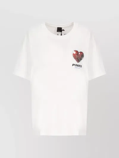 Pinko Graphic Print Relaxed Fit Cotton T-shirt In White