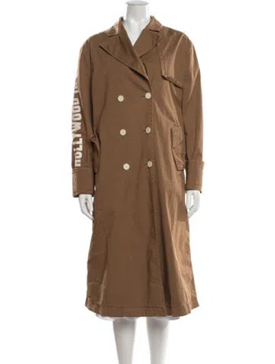 Pre-owned Pinko Graphic Print Trench Coat In Brown