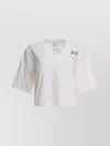Pinko Graphic Print V-neck Short Sleeve Tops In White