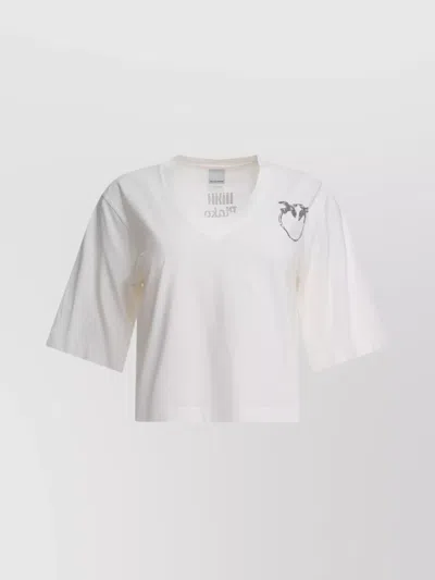 PINKO GRAPHIC PRINT V-NECK SHORT SLEEVE TOPS