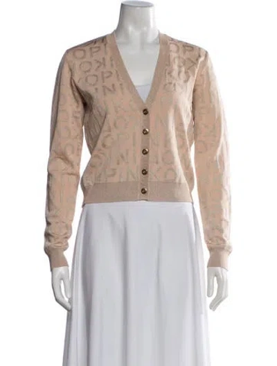 Pre-owned Pinko Graphic Print V-neck Sweater In Neutrals