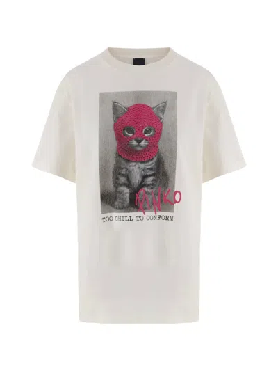 Pinko Graphic-print T-shirt In Neutrals