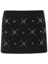 Pinko Embellished Double-layer Mini Skirt In Black Limousine