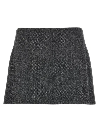 Pinko Black Grass Wool Skirt In Multi