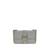 Pinko Gray Calf Leather Bos Taurus Shoulder Bag In Blue