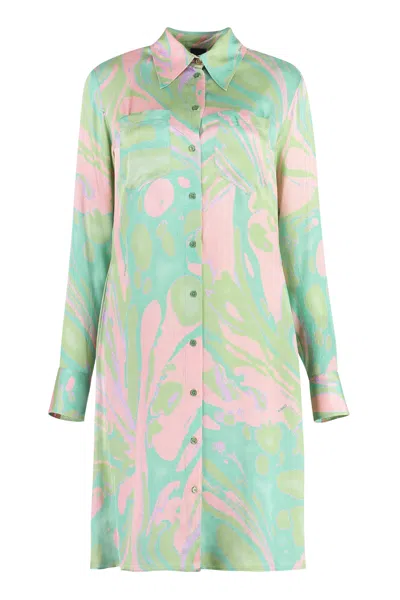 Pinko Green Casual Shirtdress With Coordinated Belt For Women