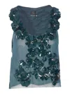 Pinko Sleeveless Scoop Neck Top Sequins In Blue