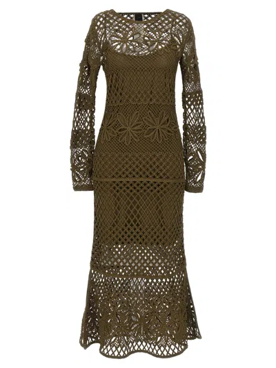 PINKO WOMEN GREEN FANTASY NET DRESS, XS LUXURY DRESSES FOR WOMEN DARVEYS