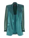 Pinko Transparent Sleeve Padded Shoulder Jacket In Green