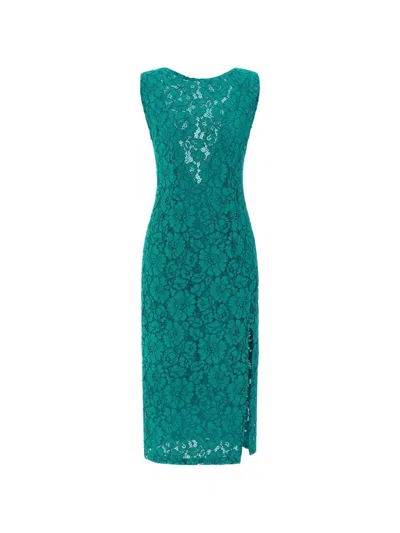 Pinko Green Lace Boat Neck Dress