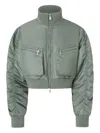 Pinko Short Technical Satin Bomber Jacket In Green