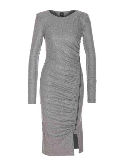 Pinko Grey Almundena Dress In Gray