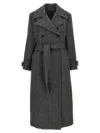 Pinko Double-breasted Calice Wool Blend Coat In Gray