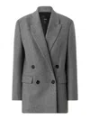 Pinko Double-breasted Wool Blend Jacket In Gray
