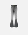 Pinko Embroidered Flare Jeans In Gray